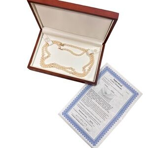 Vintage Double Strand Freshwater Pearl Necklace | 14K Gold Clasp | Appraised